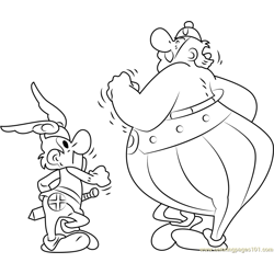 Angry Asterix and Obelix Free Coloring Page for Kids