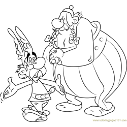 Asterix Talking with Obelix Free Coloring Page for Kids