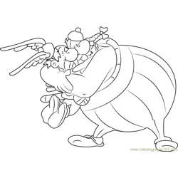 Asterix and Obelix Hug each other Free Coloring Page for Kids