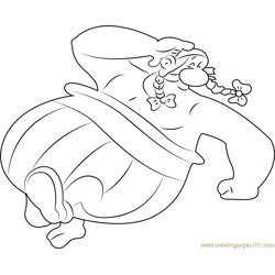 Happy Obelix Free Coloring Page for Kids