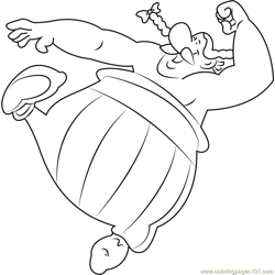 Obelix Dancing Free Coloring Page for Kids