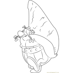 Obelix Carry A Menhir Coloring Page for Kids - Free Asterix Printable