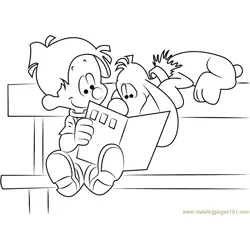 Boule and Bill Reading a Book Free Coloring Page for Kids