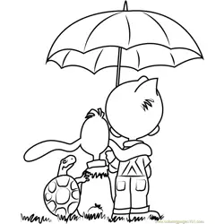Boule and Bill with Umbrella Free Coloring Page for Kids