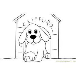 Clifford Dog in Home Free Coloring Page for Kids