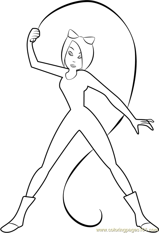 Catwoman Coloring Page for Kids - Free DC Super Hero Girls Printable