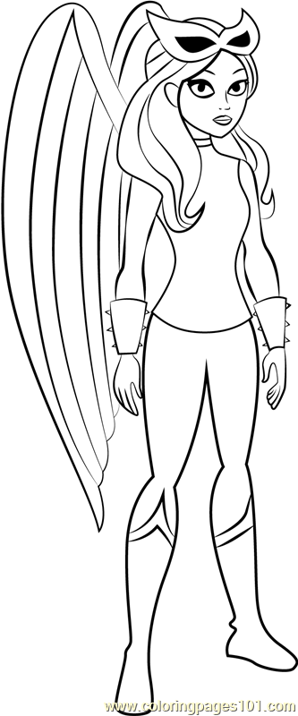 Hawkgirl Coloring Page for Kids - Free DC Super Hero Girls Printable