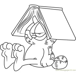 Book on Head of Garfield Free Coloring Page for Kids