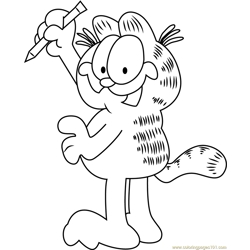 Garfield Painting Picture Free Coloring Page for Kids