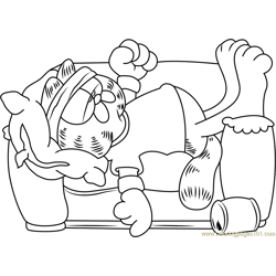 Garfield Sleeping on Sofa Free Coloring Page for Kids