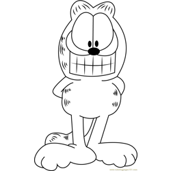 Garfield Smiling Free Coloring Page for Kids