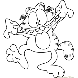 Garfield having Fun Free Coloring Page for Kids