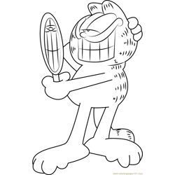 Garfield see in Mirror Free Coloring Page for Kids