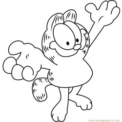 Happy Garfield Free Coloring Page for Kids