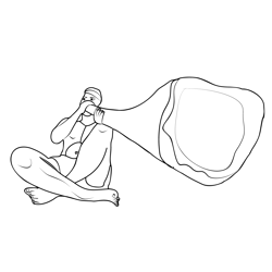 Aboriginal Performer Plays The Didgeridoo Free Coloring Page for Kids