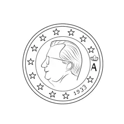 50 Cent Belgium Currency Free Coloring Page for Kids