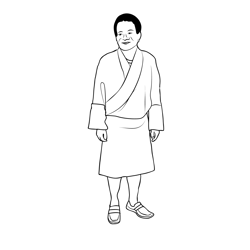 Bhutanese Warrior In Traditional Dress Free Coloring Page for Kids