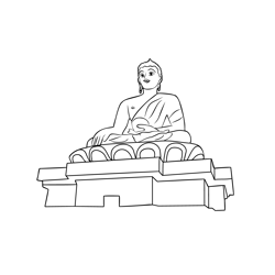 Buddha Dordenma Statue In Thimphu, Bhutan Free Coloring Page for Kids