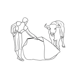 Bull Fighting Free Coloring Page for Kids