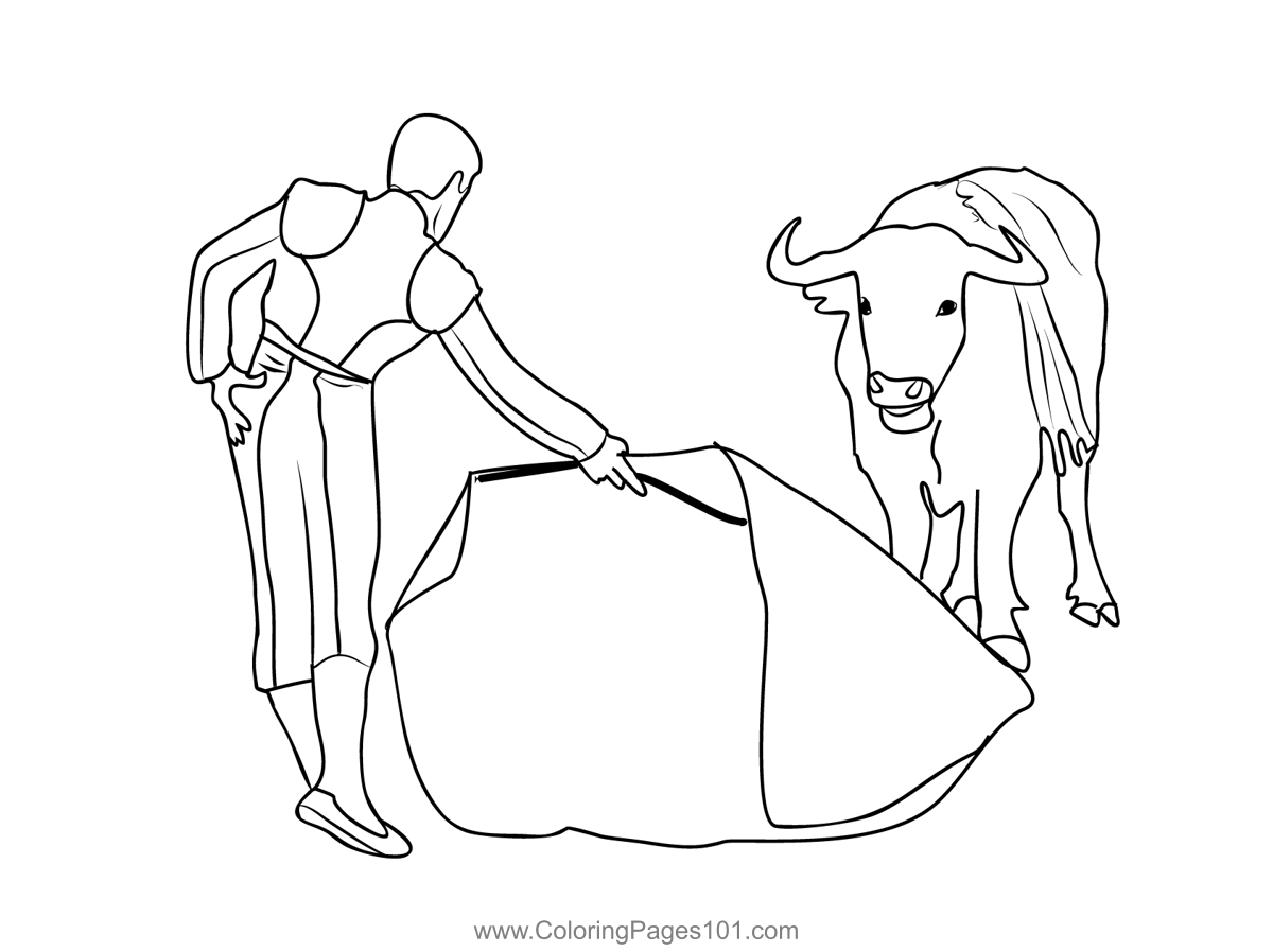 Bull Fighting Coloring Page for Kids - Free France Printable Coloring