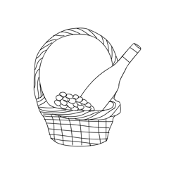 Grapes Wine France Free Coloring Page for Kids