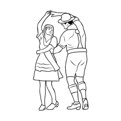 German Dance In Tracht Free Coloring Page for Kids