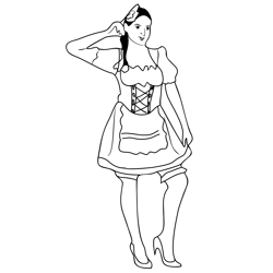 Traditional German Costume For Women Free Coloring Page for Kids