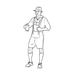 Traditional German Costume Free Coloring Page for Kids