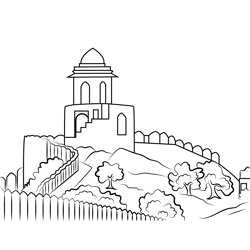 Amer Fort In Jaipur Free Coloring Page for Kids