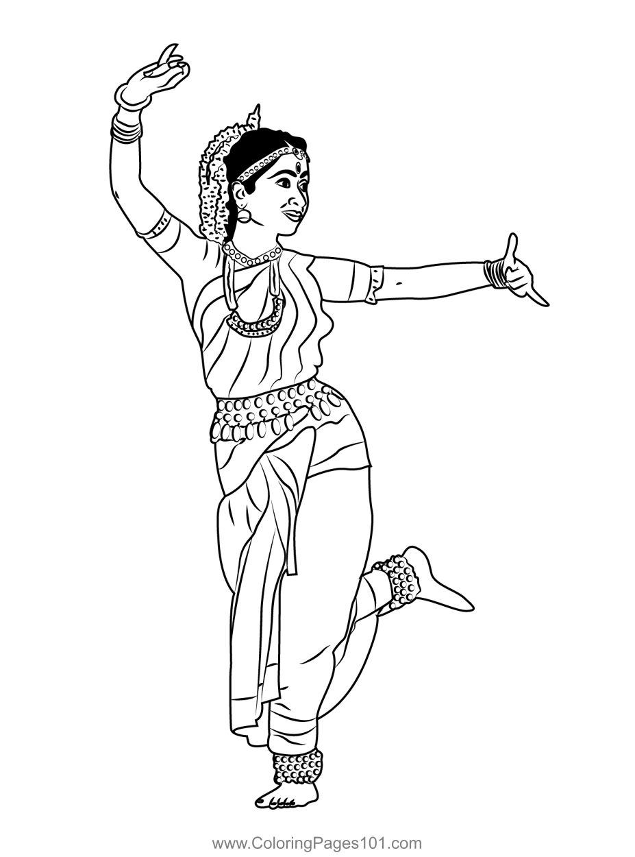 Indian Dance Coloring Page For Kids Free India Printable Coloring