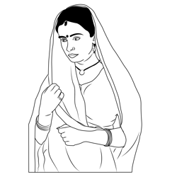 Indian Women Free Coloring Page for Kids