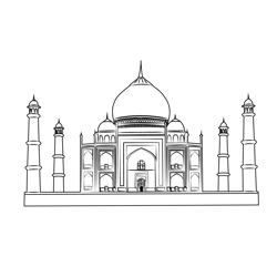 Taj Mahal Free Coloring Page for Kids
