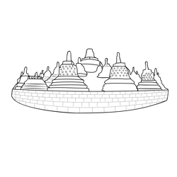 Borobudur Temple Free Coloring Page for Kids