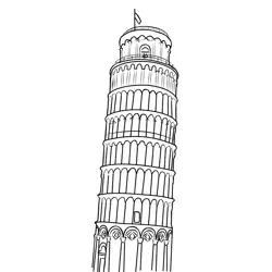 The Leaning Tower, Pisa, Italy Free Coloring Page for Kids