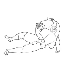 Grand Sumo Tournament Free Coloring Page for Kids