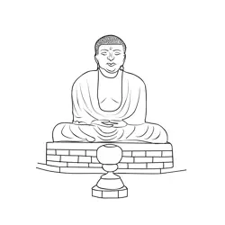 Japanese Culture Buddhism Free Coloring Page for Kids
