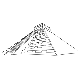 Chichen Itza Pyramid, Mexico Free Coloring Page for Kids