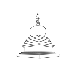 European Buddhist Monastery Free Coloring Page for Kids
