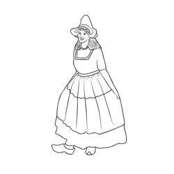 Traditional Dutch Costume Free Coloring Page for Kids