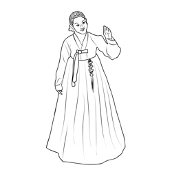 Korean Traditional Dress Free Coloring Page for Kids