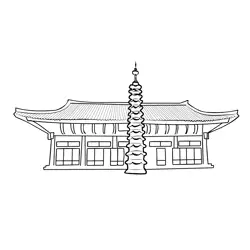 North Korea Temple Of Modern Buddhism At Pohyun Free Coloring Page for Kids