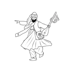 Pakistani Cultural Balochi Dance Free Coloring Page for Kids