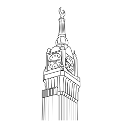 Saudi Arabia Clock Tower Free Coloring Page for Kids