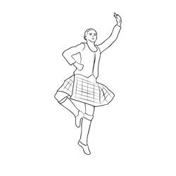 Traditional Scottish Dance Free Coloring Page for Kids