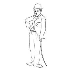 Charlie Chaplin Free Coloring Page for Kids