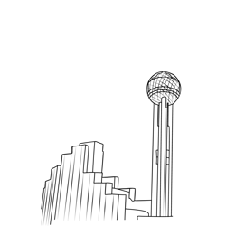 Dallas City, Usa Free Coloring Page for Kids