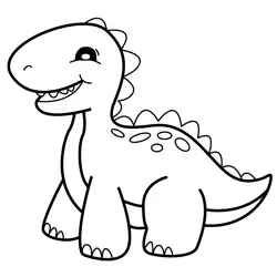 Happy Little Dinosaur Pal Free Coloring Page for Kids