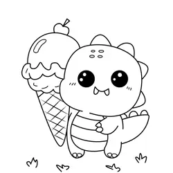 Dino's Sweet Ice Cream Delight Free Coloring Page for Kids