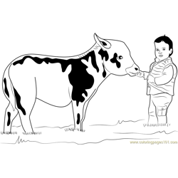 Baby Donkey with Boy Free Coloring Page for Kids