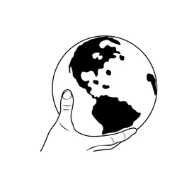 Blue Globe In Hand Free Coloring Page for Kids